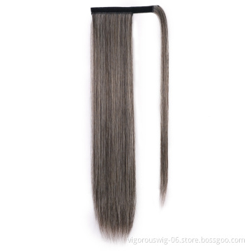 High Quality Best Clip In Ponytail Hot Sale Long Gray Straight For Women Tape In Natural Hair Extension Supplier